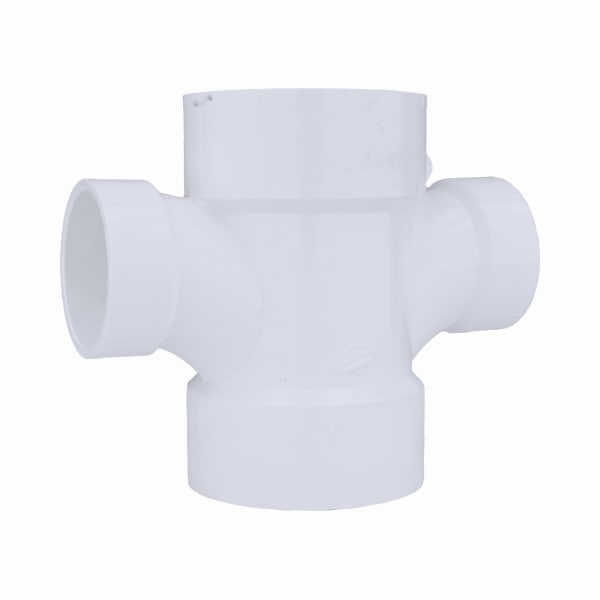 3" x 3" x 2" x 2" PVC DWV Double Sanitary Tee - All H