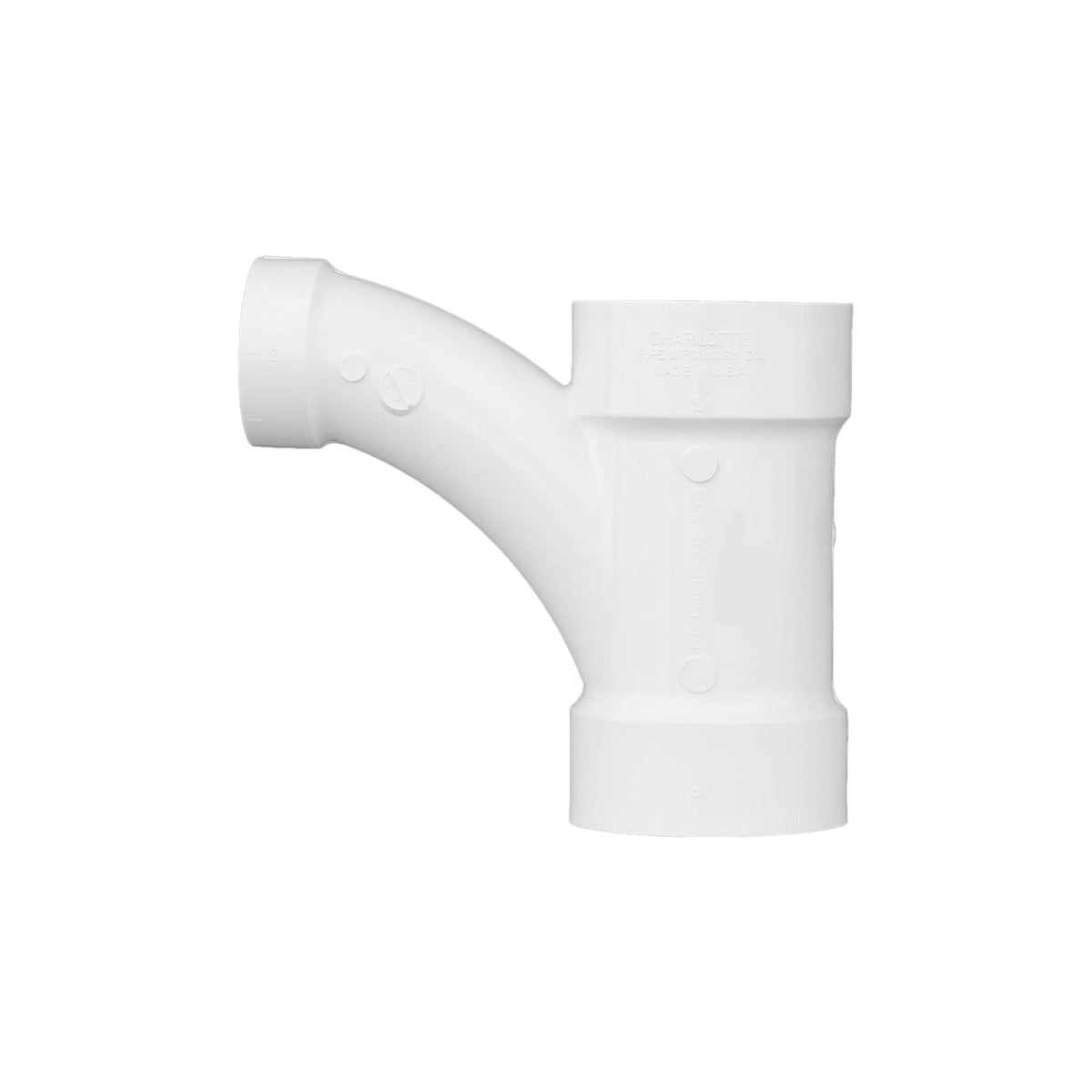 Charlotte Pipe 3" x 3" x 2" PVC DWV Combination Tee Wye - All H