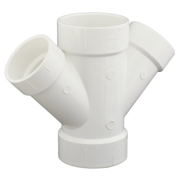 4" x 4" x 3" x 3" PVC DWV Double Wye - All H
