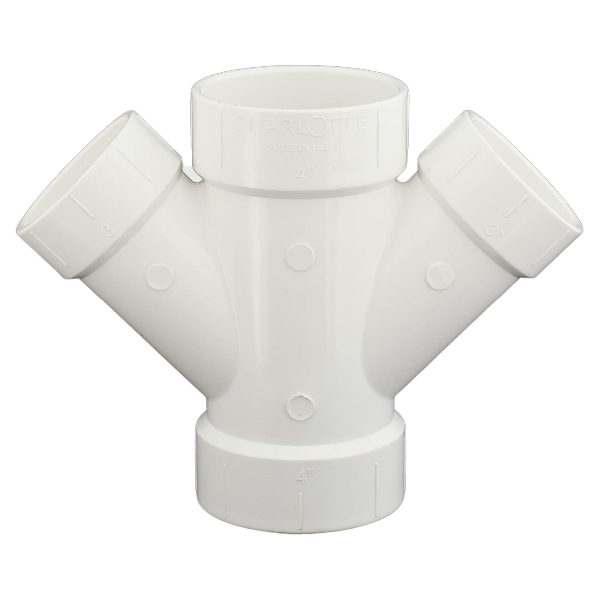 Charlotte Pipe 4" x 4" x 3" x 3" PVC DWV Double Wye - All H