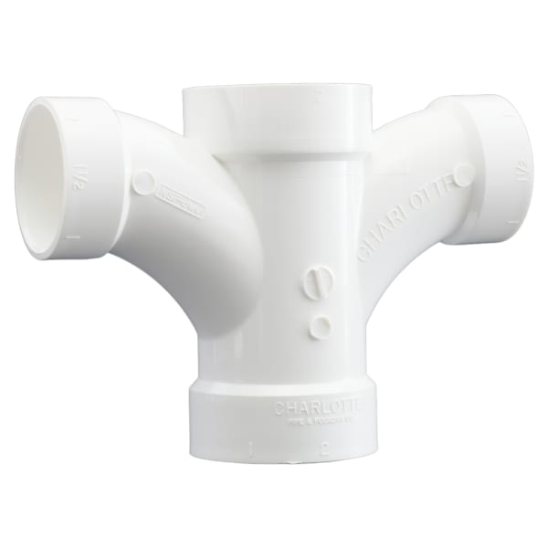 2" x 2" x 1-1/2" x 1-1/2" PVC DWV Double Fixture Fitting - All H