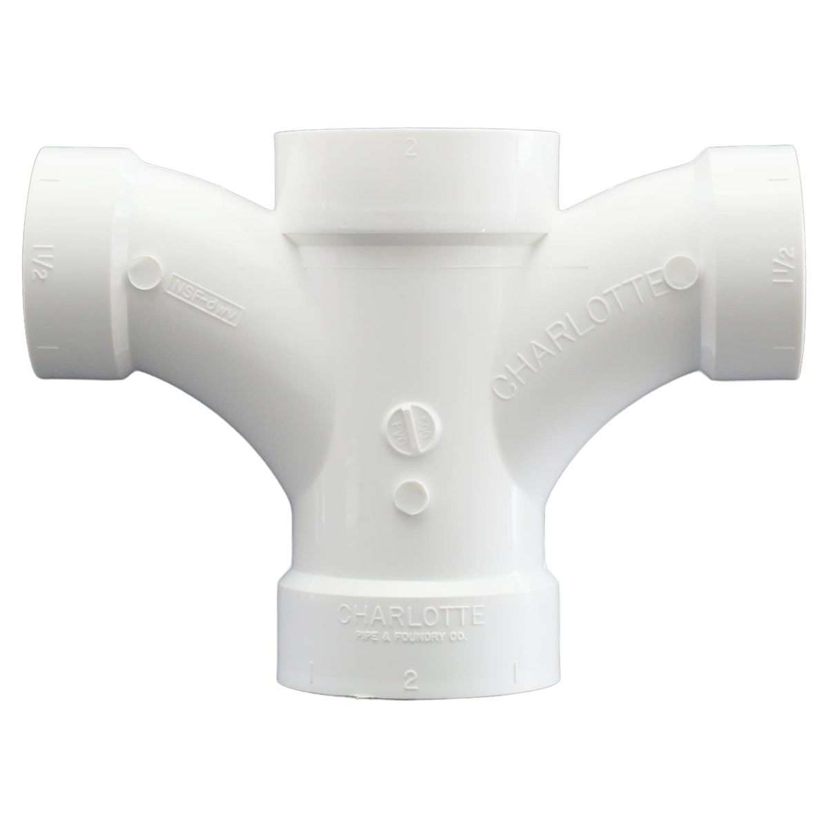Charlotte Pipe 2" x 2" x 1-1/2" x 1-1/2" PVC DWV Double Fixture Fitting - All H