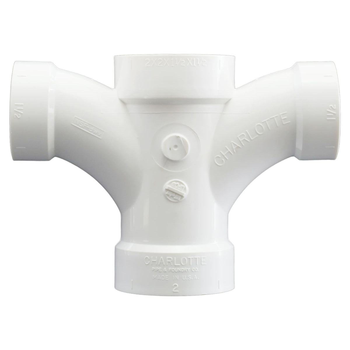 Charlotte Pipe 2" x 2" x 1-1/2" x 1-1/2" PVC DWV Double Fixture Fitting - All H