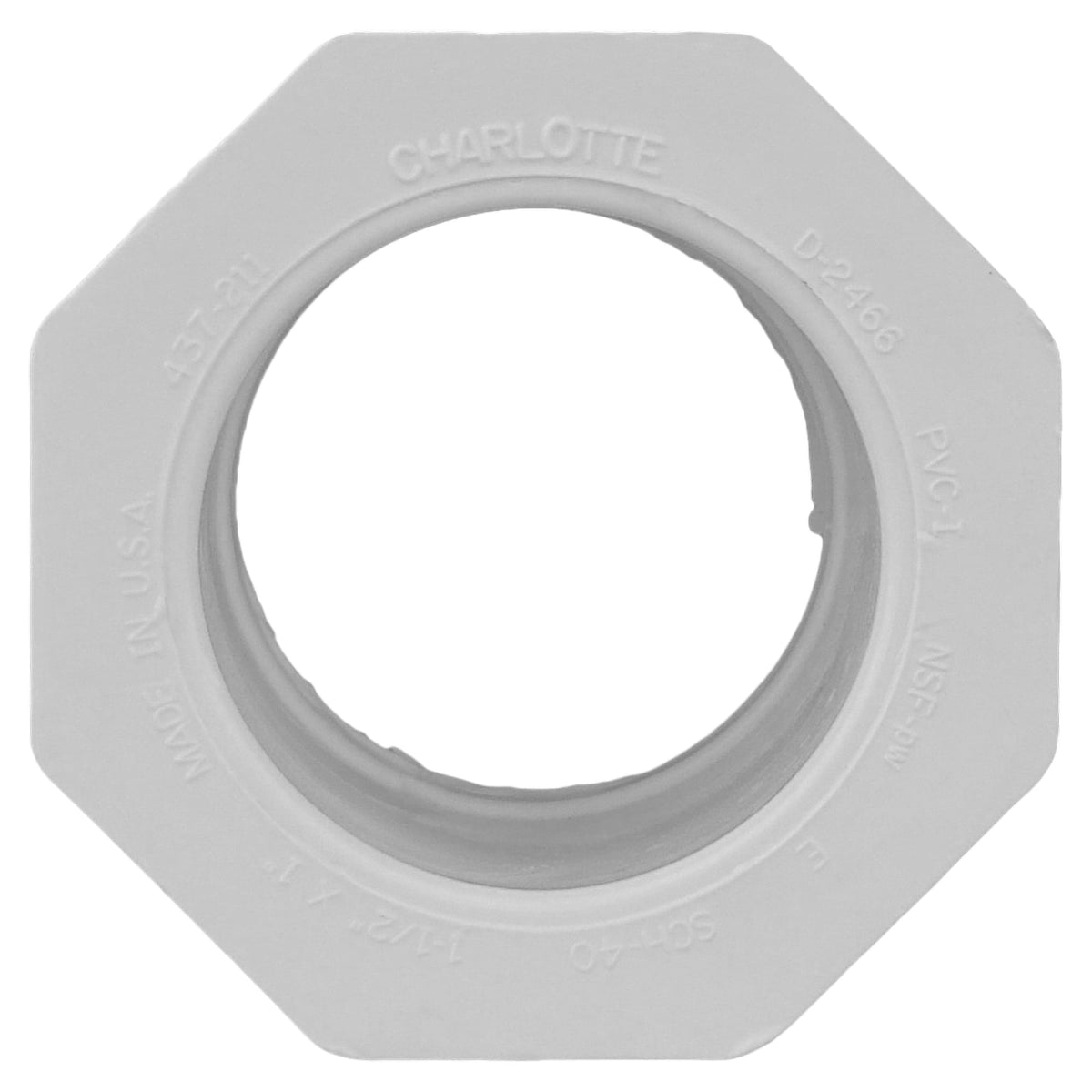 Charlotte Pipe 1-1/2" x 1" PVC SCH40 Bushing - Spigot x Socket