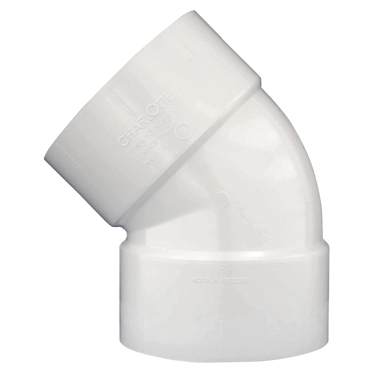 Charlotte Pipe 10" PVC DWV 45° Elbow - H x H