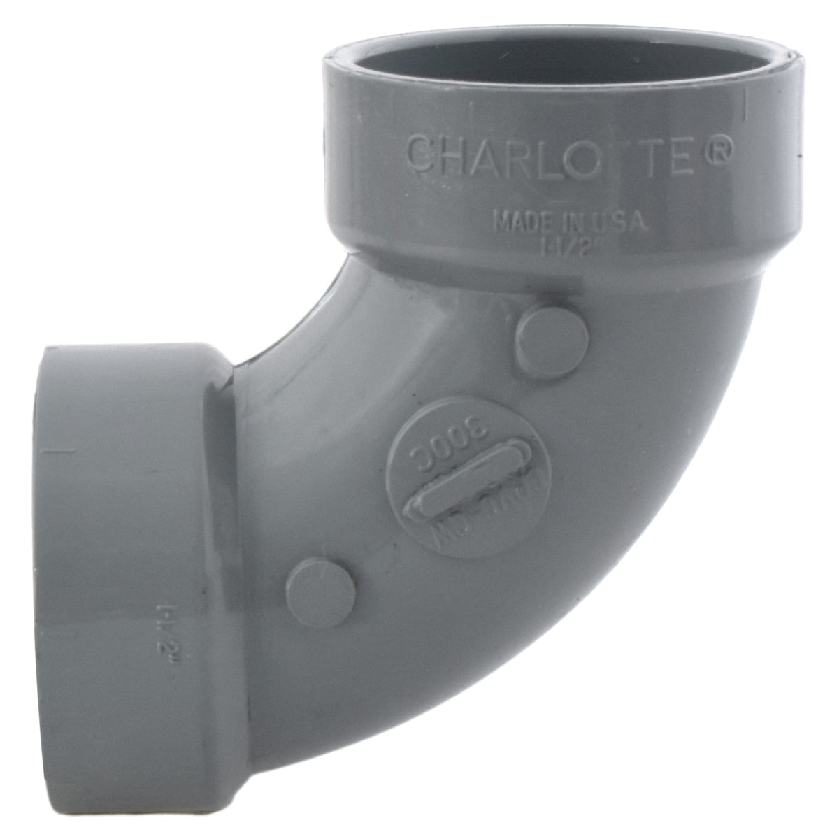Charlotte Pipe 1-1/2" 90 Deg Elbow Hub x Hub CPVC Chemical Drainage Fitting