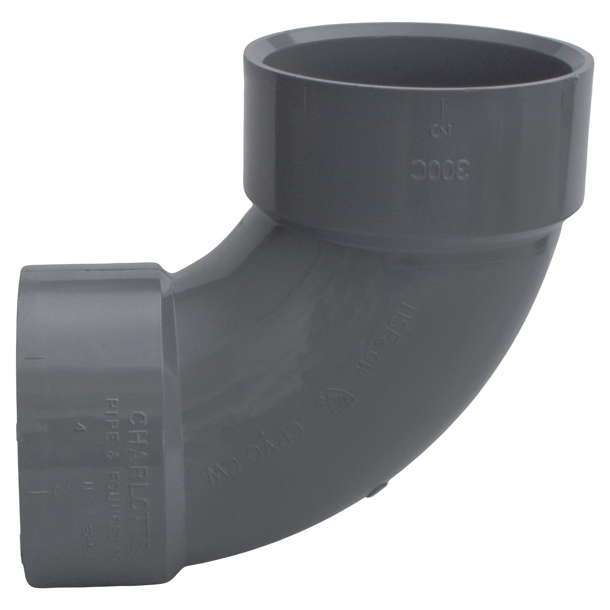 Charlotte Pipe 3" 90 Deg Elbow Hub x Hub CPVC Chemical Drainage Fitting