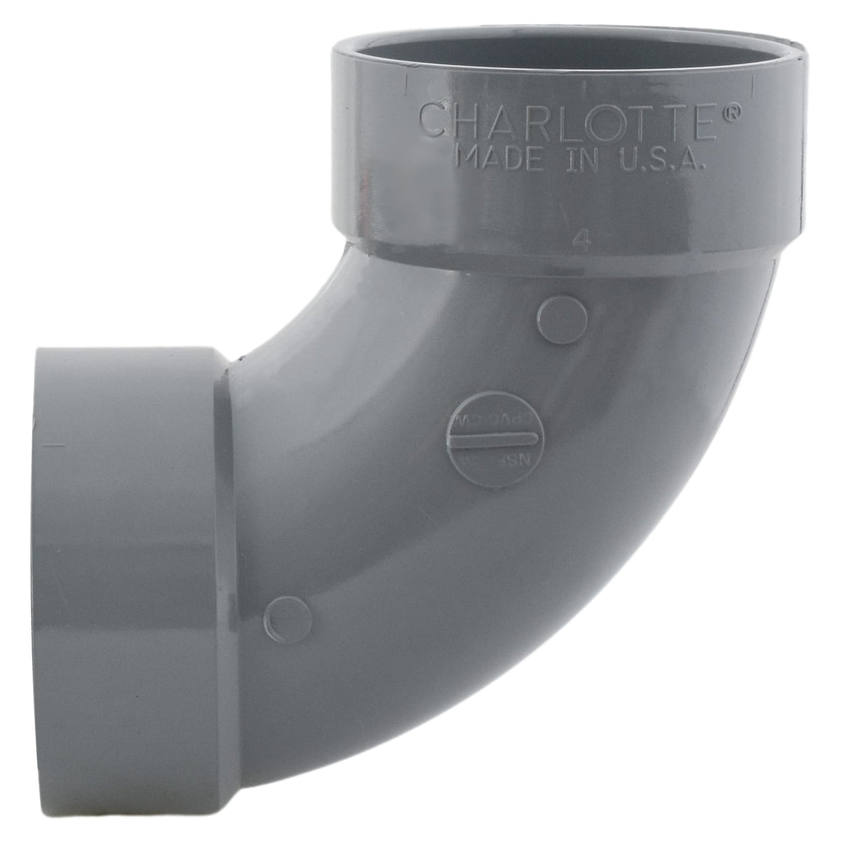 Charlotte Pipe 4" 90 Deg Elbow Hub x Hub CPVC Chemical Drainage Fitting