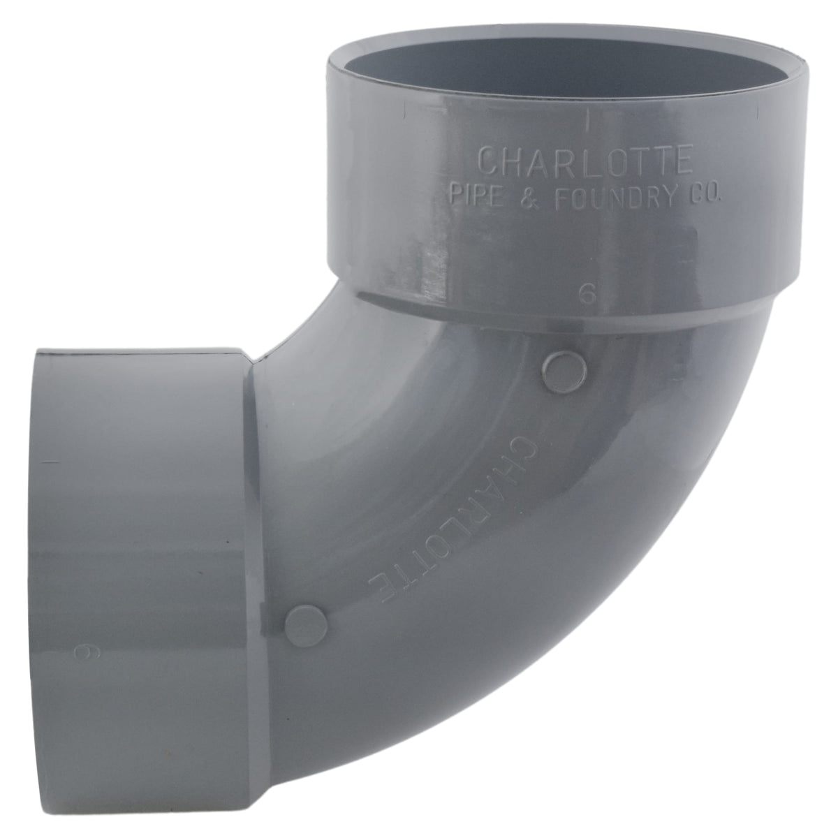 Charlotte Pipe 6" 90 Deg Elbow Hub x Hub CPVC Chemical Drainage Fitting