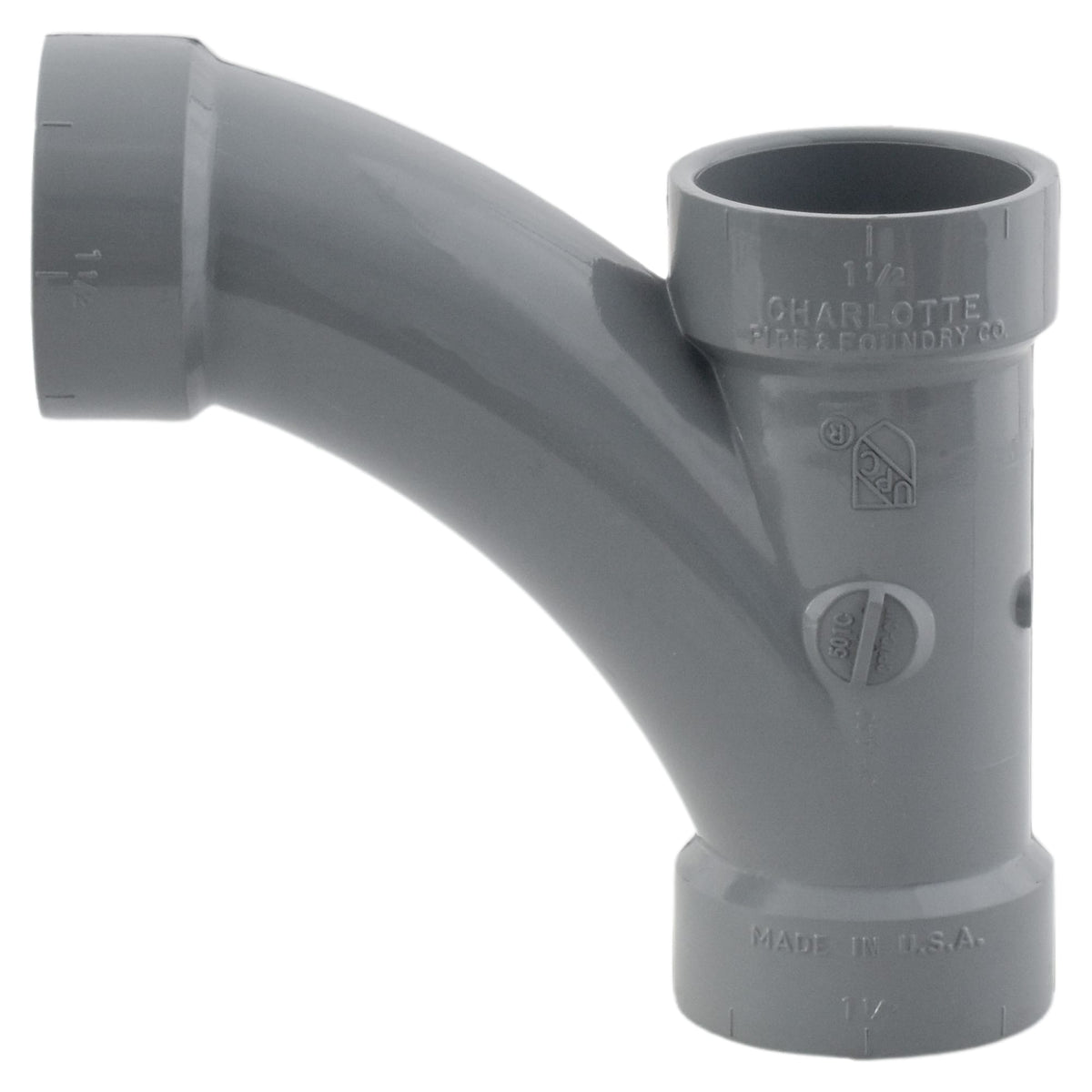 Charlotte Pipe 1-1/2" Combination Wye All Hub CPVC Chemical Drainage Fitting