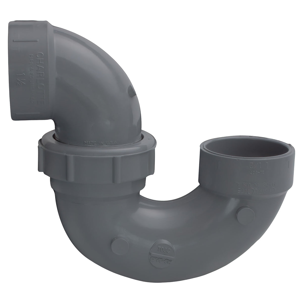 Charlotte Pipe 1-1/2" P-Trap Hub x Hub CPVC Chemical Drainage Fitting