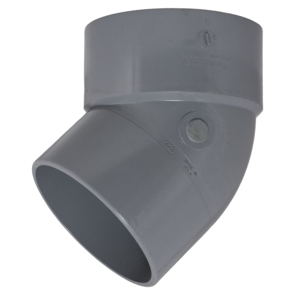 8" 45 Deg Street Elbow Spigot x Hub CPVC Chemical Drainage Fitting