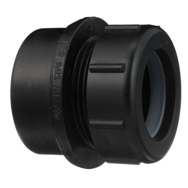 1-1/2" x 1-1/4" ABS DWV Male Trap Adapter with Plastic Nut - Spigot x Tubular Slip