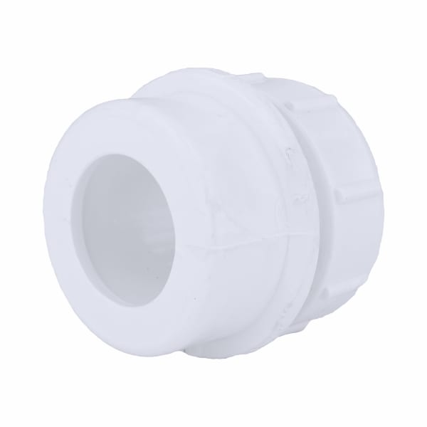 1-1/2" x 1-1/4" PVC DWV Male Trap Adapter with Plastic Nut - Spigot x Tubular Slip
