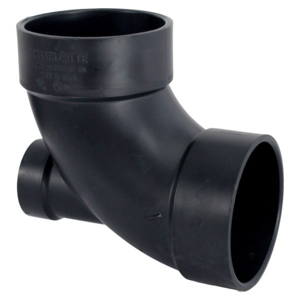 4" x 4" x 2" ABS DWV 90° Elbow with Low Heel Inlet - All H