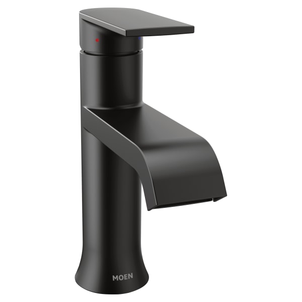 Moen Genta LX Single Hole Single-Handle Bathroom Faucet with Drain Assembly in Matte Black