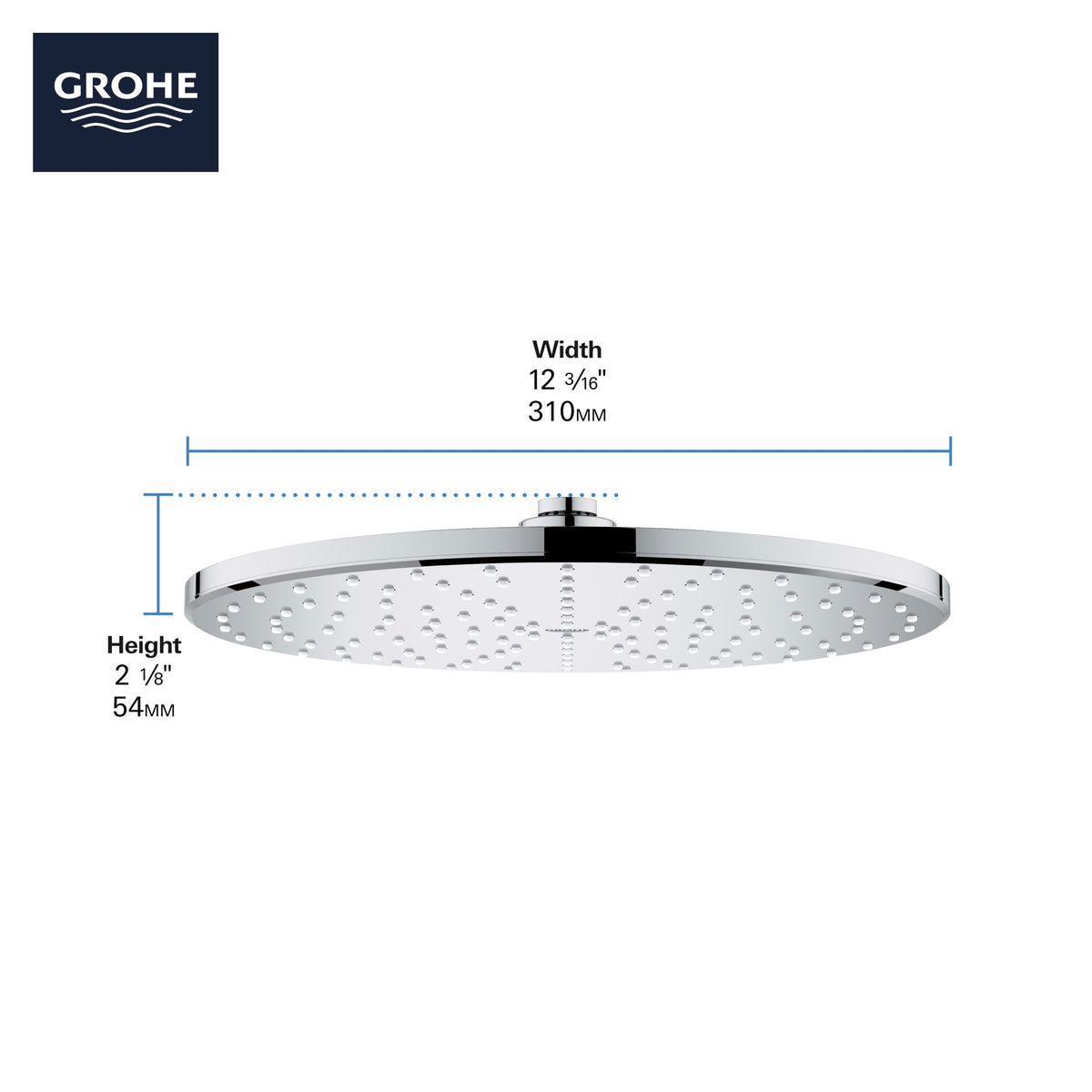 310 Mono Shower Head, 12" - 1 Spray, 1.75 gpm in GROHE HARD GRAPHITE