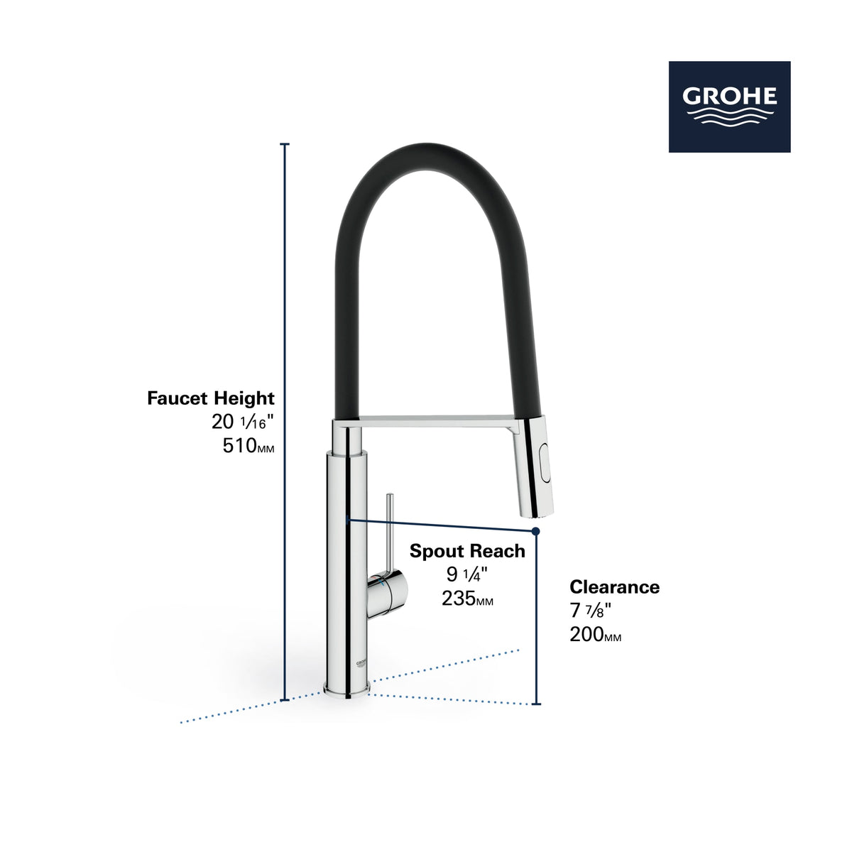 Single-Handle Semi-Pro Dual Spray Kitchen Faucet 1.75 GPM in GROHE CHROME 31492000
