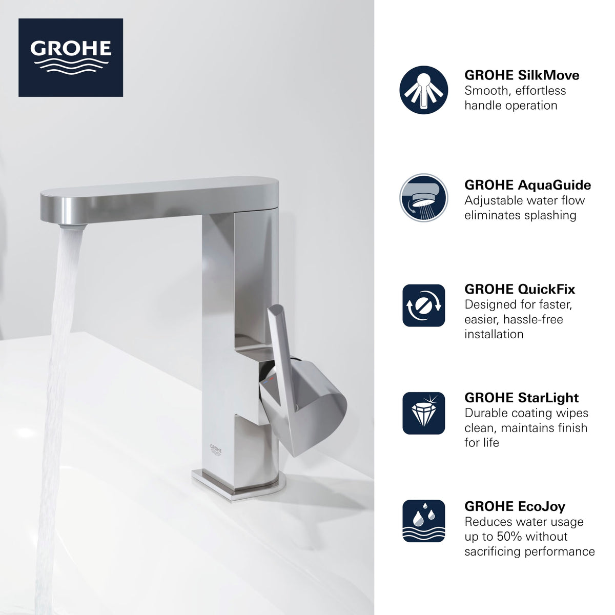 Single Hole Single-Handle M-Size Bathroom Faucet 1.2 GPM in GROHE BRUSHED NICKEL