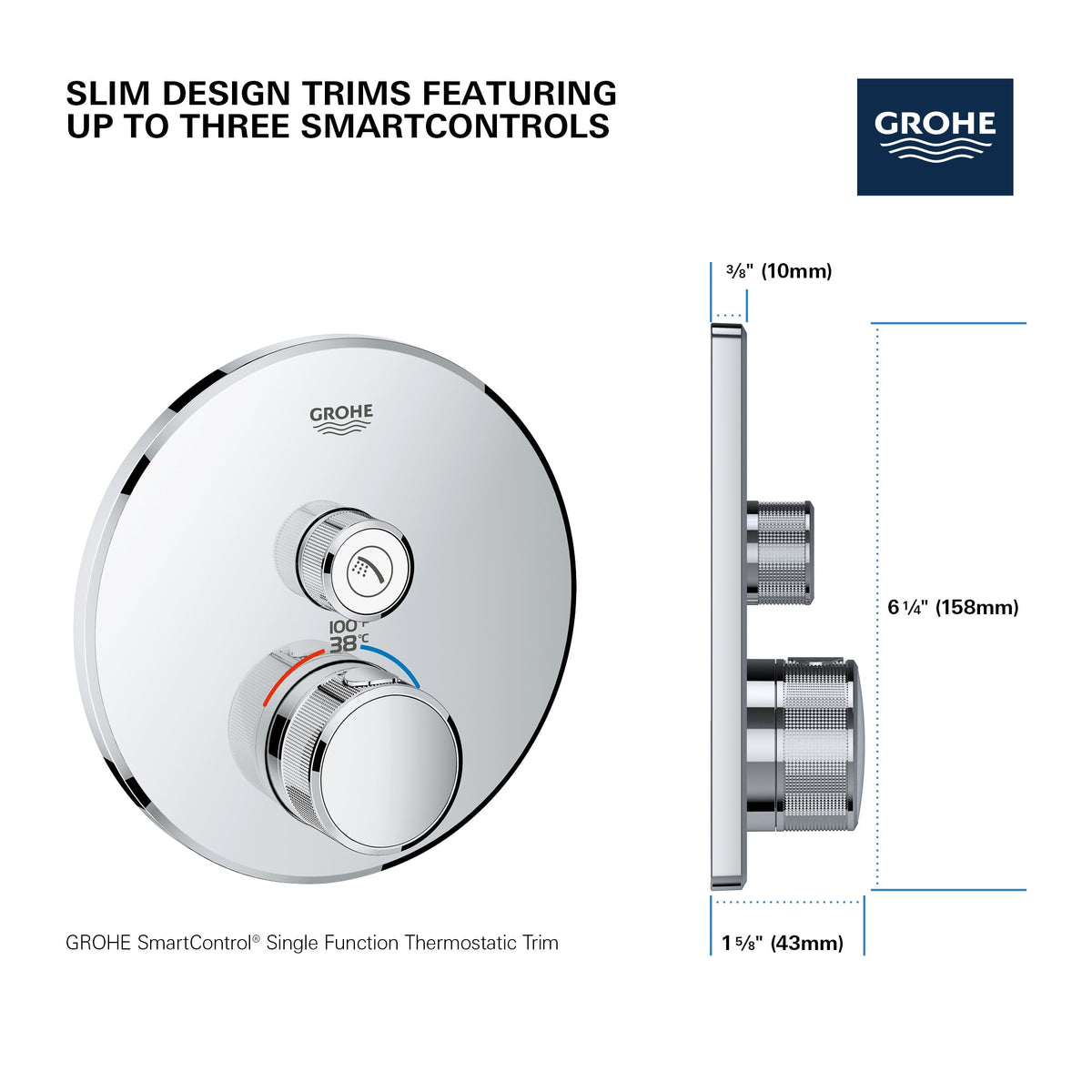 Single Function Thermostatic Valve Trim in GROHE CHROME 29136000