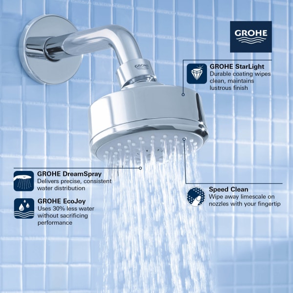 100 Shower Head, 4" - 1 Spray, 1.5 gpm in GROHE CHROME