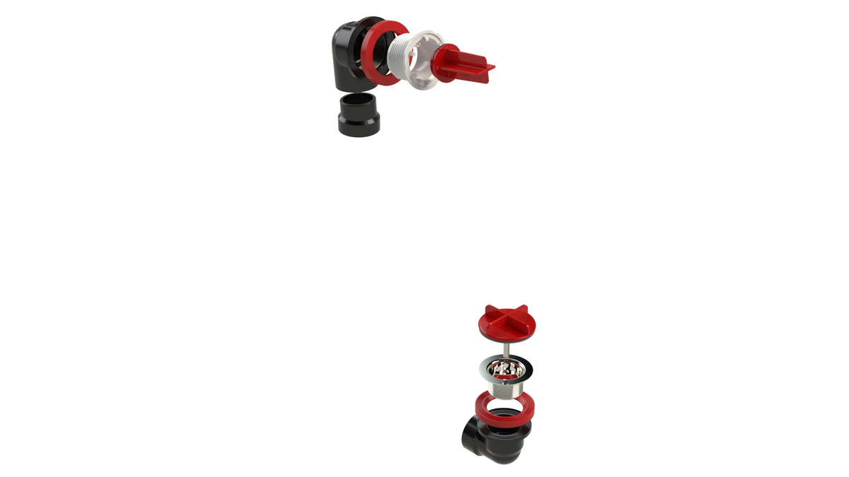 OS&B ABS Waste & Overflow Testable Device Rough-in Half Kit - NO TEE