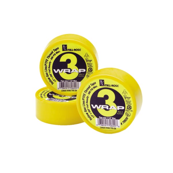 PTFE TAPE,YEL GAS,1/2"X260"
