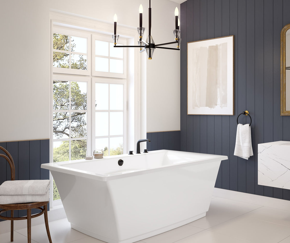 Maax Optik 6636 F Acrylic Freestanding Center Drain Bathtub in White with White Skirt