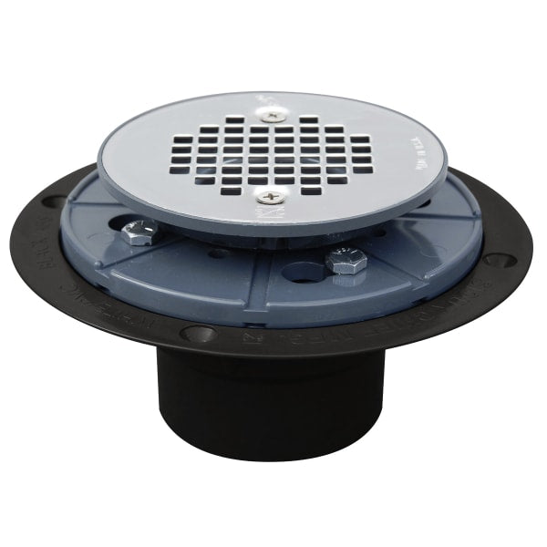 ABS 2" Shower Drain Matte Stainless Steel Round Grate 4-7/16"