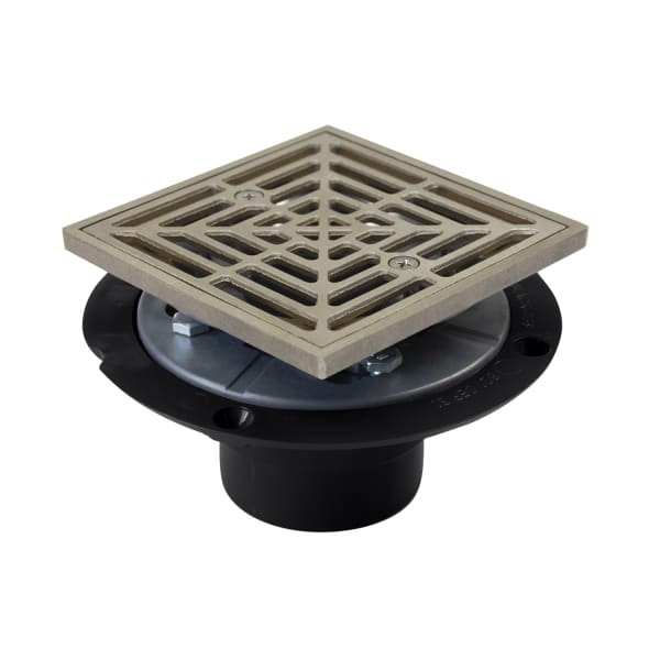 ABS 2" Shower Drain Nickel Bronze Square Grate 4-1/2"