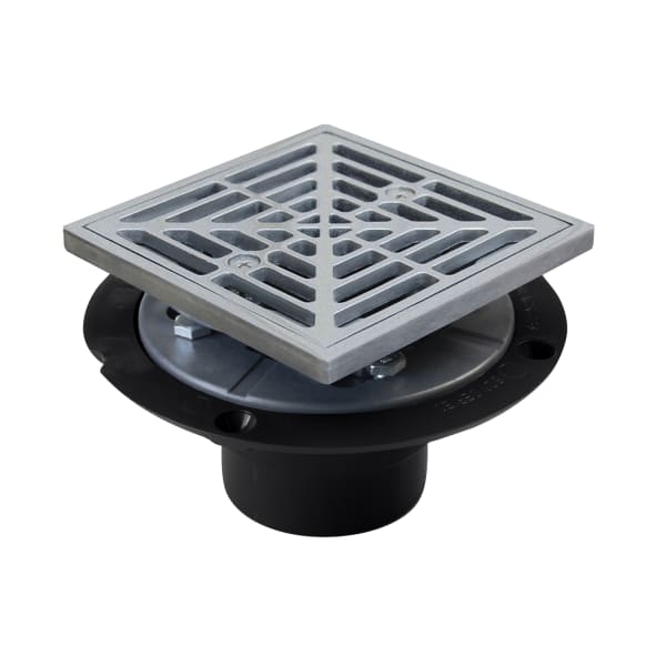 ABS 2" Shower Drain Matte Stainless Steel Square Grate 4-1/2"