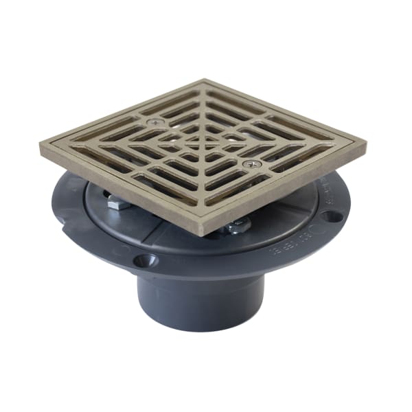 PVC 2" Shower Drain Nickel Bronze Square Grate 4-1/2"