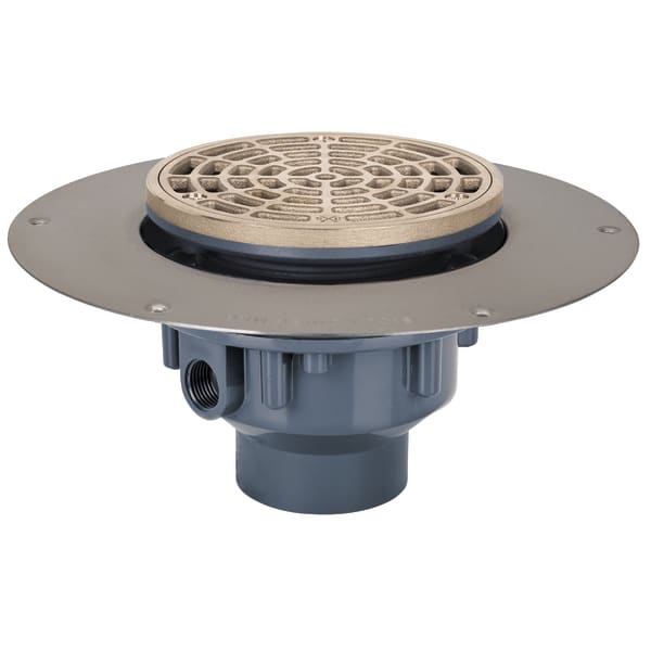 2" Round Grate Floor Drain 5-7/8" Nickel Bronze PVC
