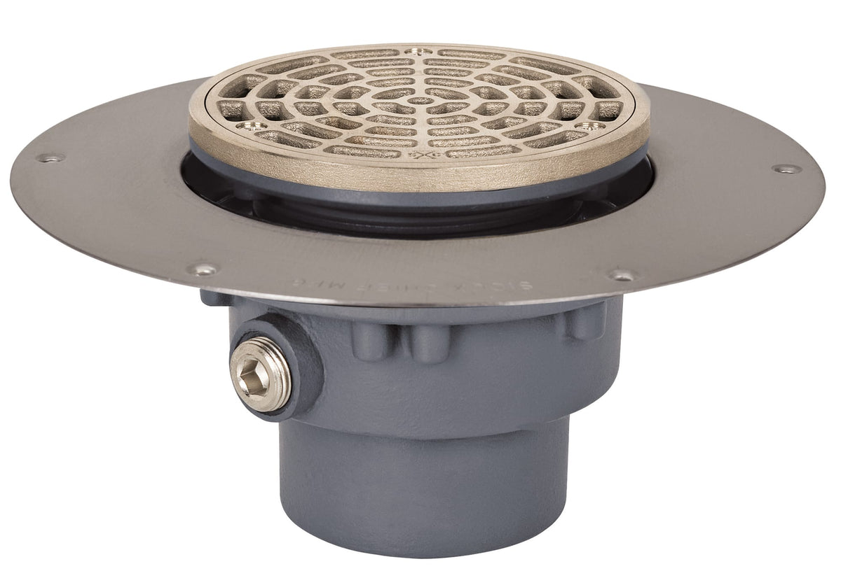 Sioux Chief 822-3DNR 3" Round Grate Floor Drain 5-7/8" Nickel Bronze Cast Iron