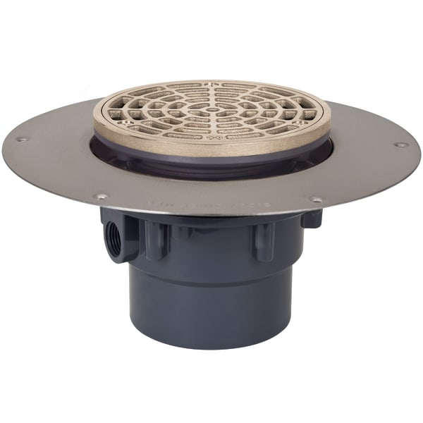 3" Round Grate Floor Drain 5-7/8" Nickel Bronze PVC