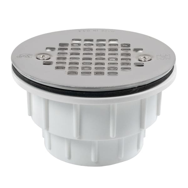 2" Shower Drain 4-1/4" Round Grate Stainle Stainless Steel Steel PVC