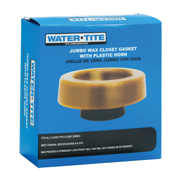 Water-Tite 82561 Jumbo Wax Closet Gasket with Horn, 100% Pure Petroleum, Brown