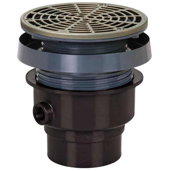 2" Solvent Weld FinishLine Complete Floor Drain with 5-1/2" Round Grate Nickel Bronze Finish ABS Body