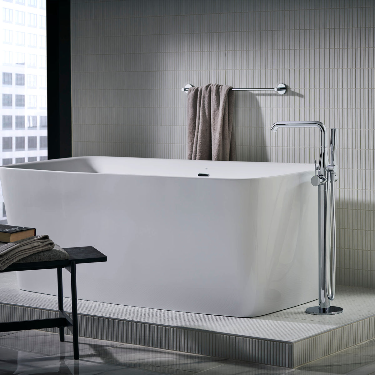 Single-Handle Freestanding Tub Faucet with 1.75 GPM Hand Shower in GROHE CHROME 2349100A