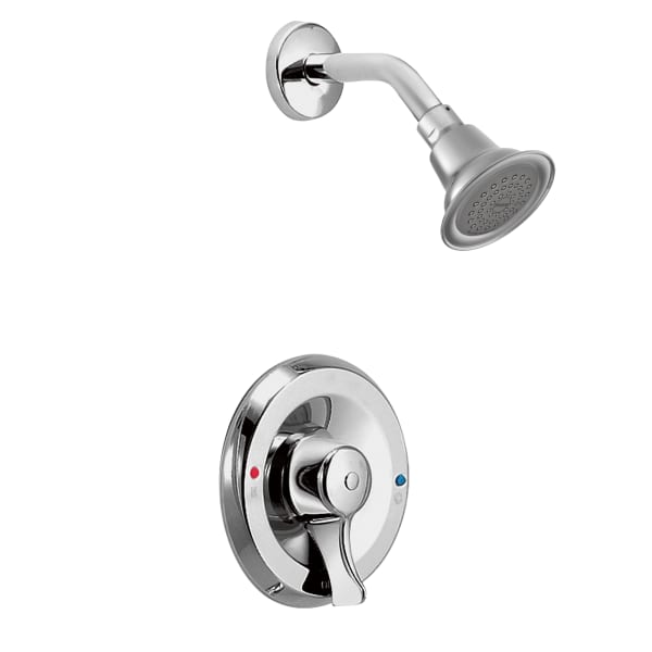 Moen Commercial Posi-Temp Single-Handle 1-Spray Shower Faucet in Chrome with Valve, 1.5 GPM, Lever Handles