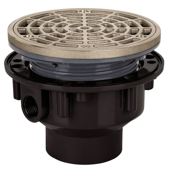2" Solvent Weld Complete Adjustable Floor Drain with Round Grate 5-1/2" Nickel Bronze Finish ABS Body