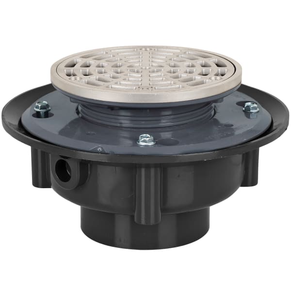 3" Solvent Weld Round Above-Grade Floor Drain 5-1/2" Top Stainle Stainless Steel Steel Finish