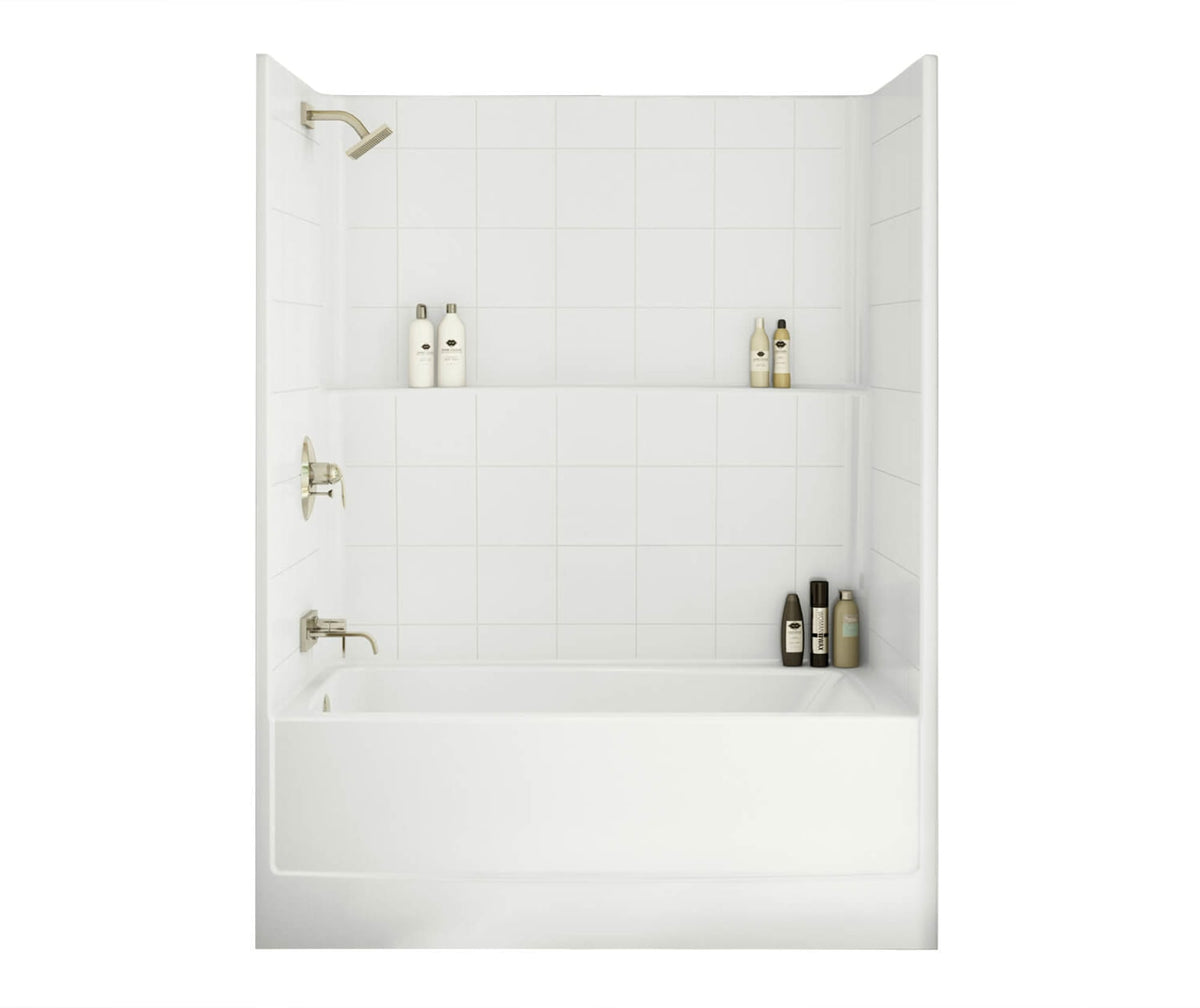Maax TSTEA Plus 60 x 32 AcrylX Alcove Left-Hand Drain One-Piece Tub Shower in White