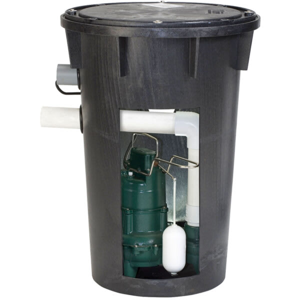 912 SIMPLEX SEWAGE PACKAGE SYSTEM WITH AN M264 - Basin 18" x 30"  - 2" NPT, Side, 115 V