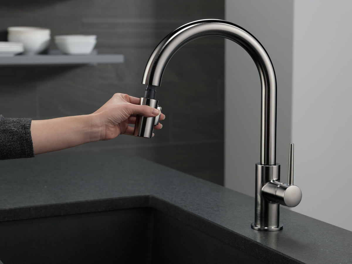 Delta Trinsic® Single Handle Pull-Down Kitchen Limited Swivel Black Stainless