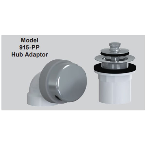 1-1/2" ABS Push Pull Bath Waste and Overflow Test Half Kit with Hub Adapter Chrome