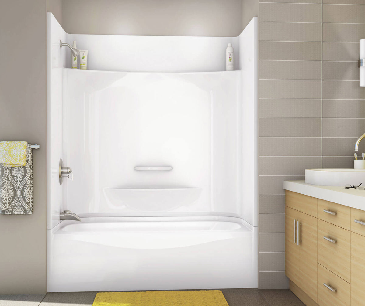 Maax 145007-000-002-595 KDTS 3060 AFR AcrylX Alcove Right-Hand Drain Four-Piece Tub Shower in White