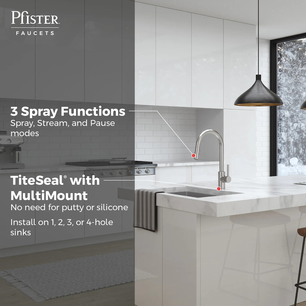 Pfister Faucets LG529SAS Stellen Single-Handle Pull-Down Kitchen Faucet in Stainless Steel