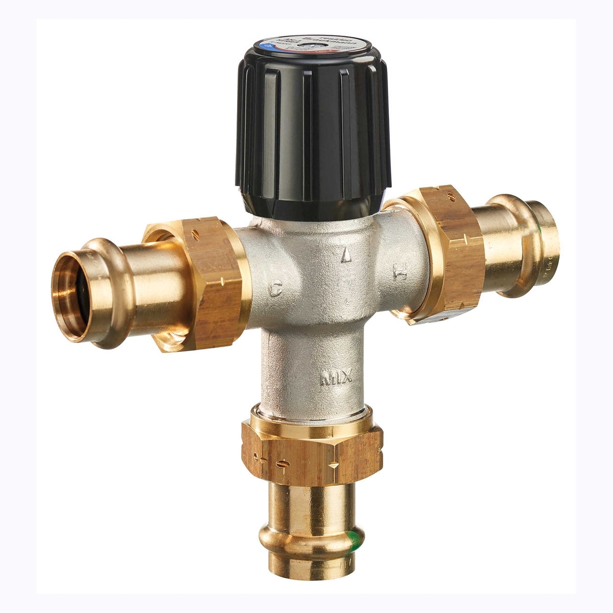 Resideo AM100R-UP-1/U Thermostatic Mixing Valve, 1/2 in Union and Press Tailpieces, 70–180°F
