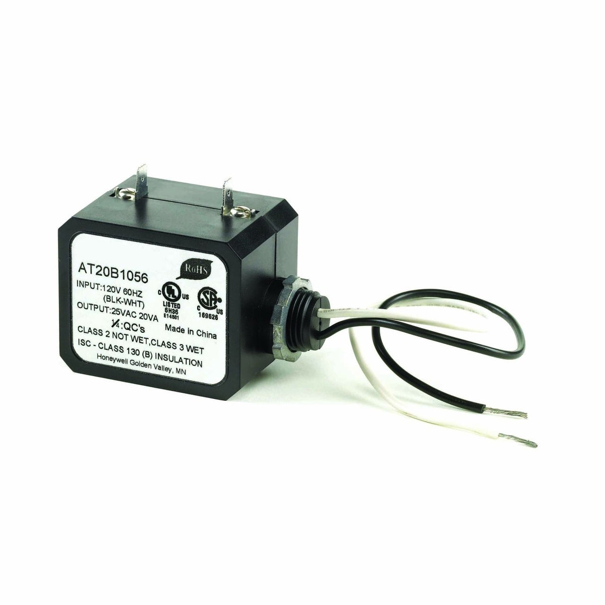 Resideo AT20B1056/U Transformer, 20 VA, 120/24 V, Class 2 Energy Limiting